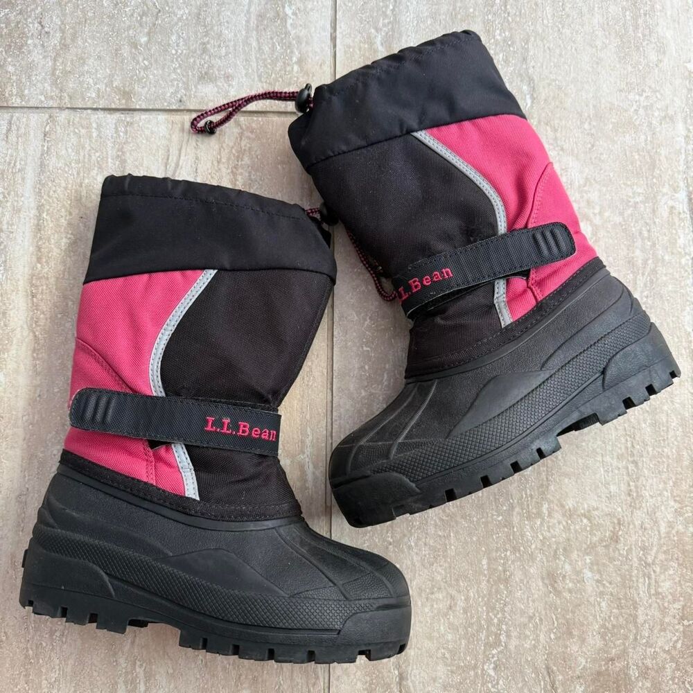 L.L. Bean Pink Black Winter Snow boots kids Sz 13 winter Gorpcore Waterproof
